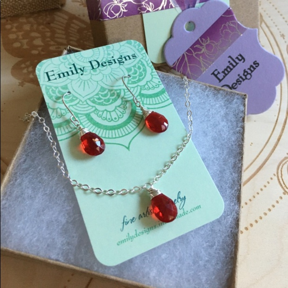 Red quartz drop set